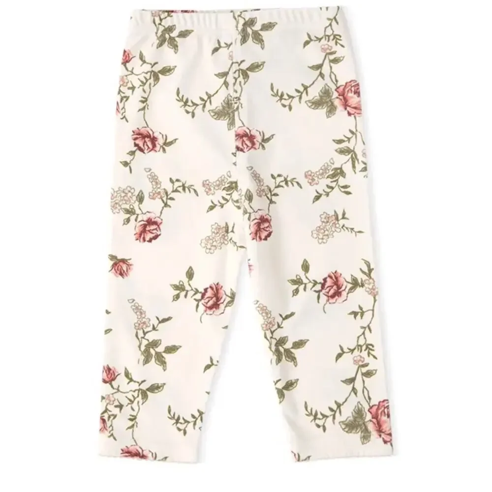 New lot bundle 4 baby girl floral pants 3-6 months